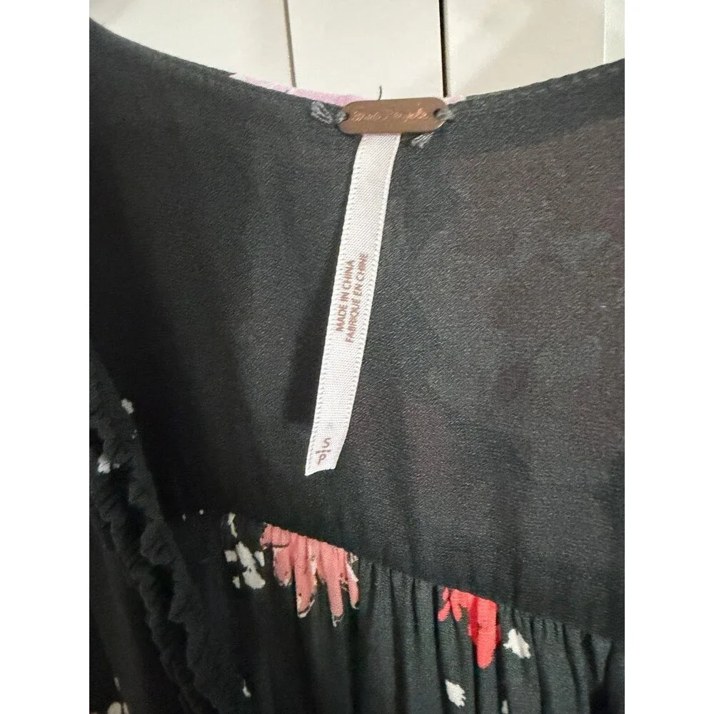 Free People Purple Haze Floral Tiered Tunic Tank Top Small Excellent Condition